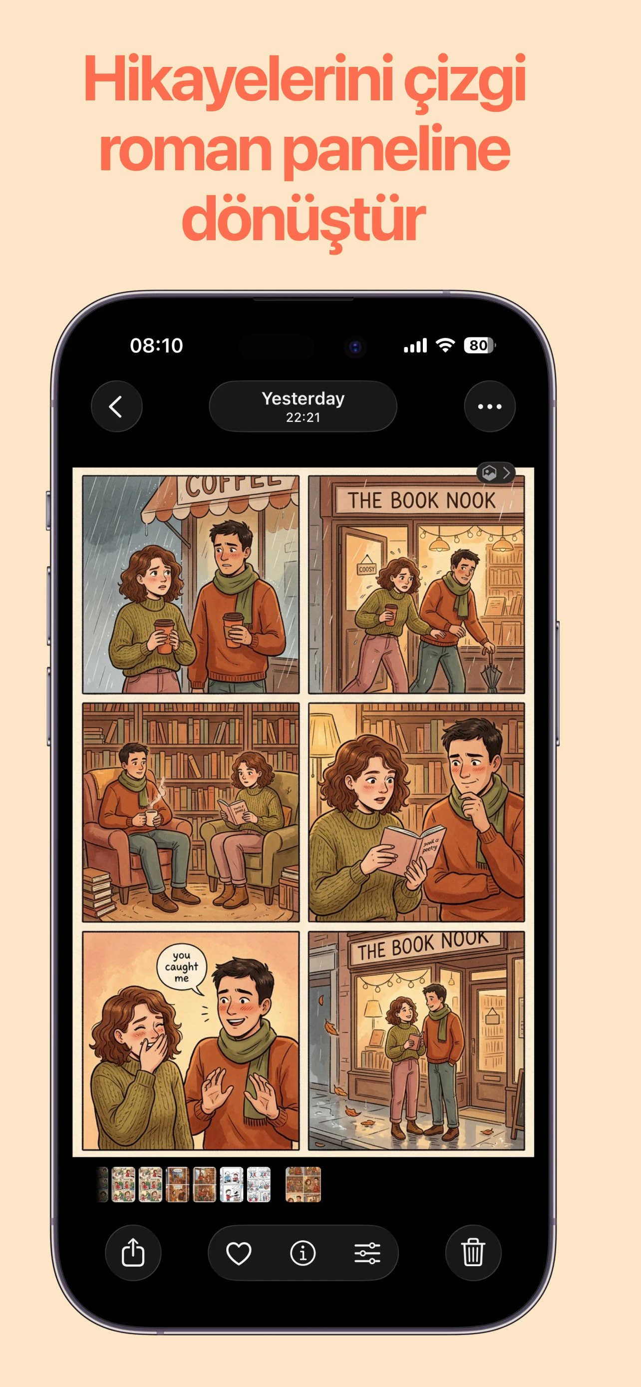 Stoodl app showing illustrated story panels